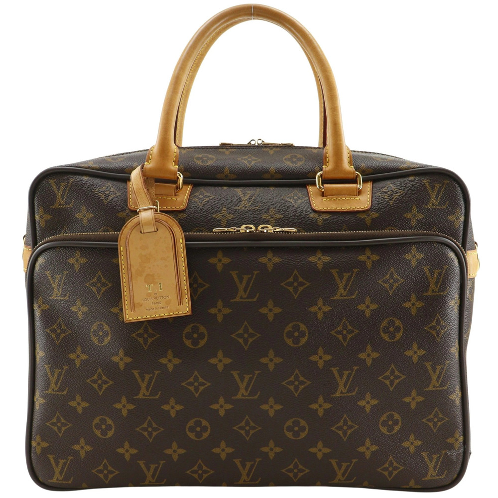 Louis Vuitton Ikar Monogram Canvas Top Handle Bag Double Zipper Brown